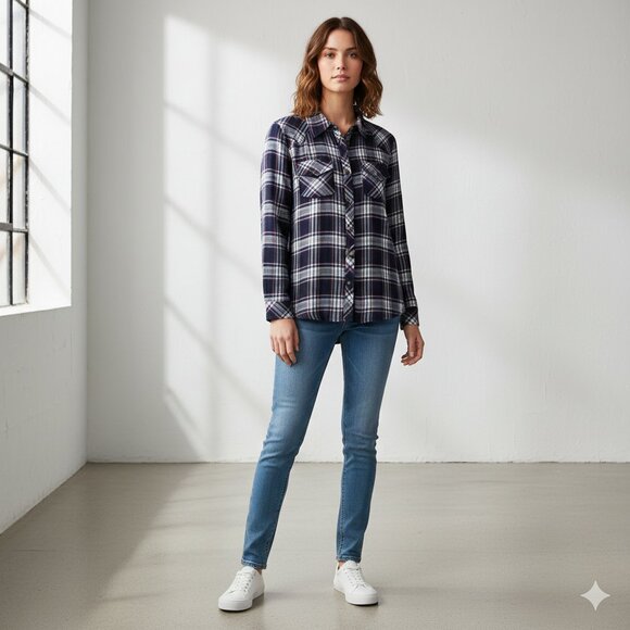 Anthropologie Ash and Ember Women's Button Down Shirt Plaid Flannel Size XS - Picture 16 of 16